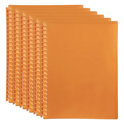 6PK Marbig 20-Pocket A4 Refillable Display Book - Translucent Orange