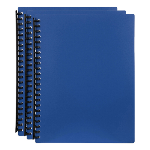 3PK Marbig 40-Pocket A4 Refillable Document Display Book - Blue