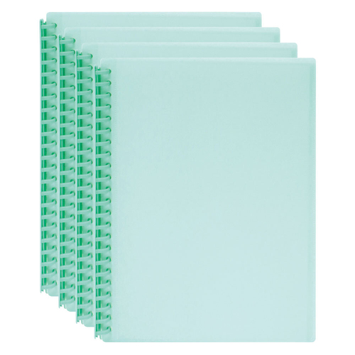 4PK Marbig 20-Pocket A4 Refillable Display Book w/Insert Cover - Green
