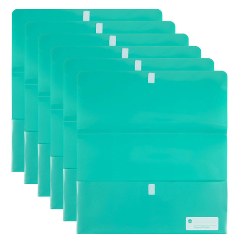 6PK Marbig Footscalp Polypick Document Filing Wallet - Teal