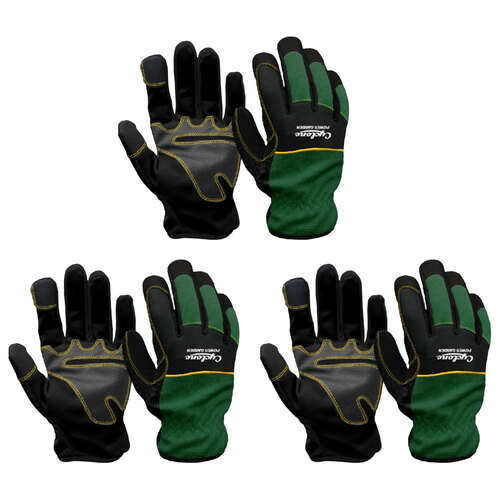 3PK Cyclone Power Garden Synthetic Palm Leather Gloves Small