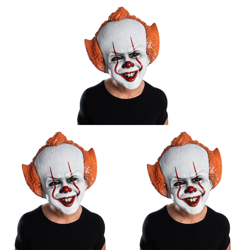 3PK Stephen King It Pennywise Horror Clown Vacuform Mask Mens Costume