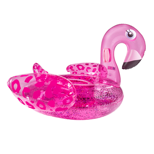 Swim Essentials Inflatable Neon Leopard Flamingo 142cm Ride On Floater 6+