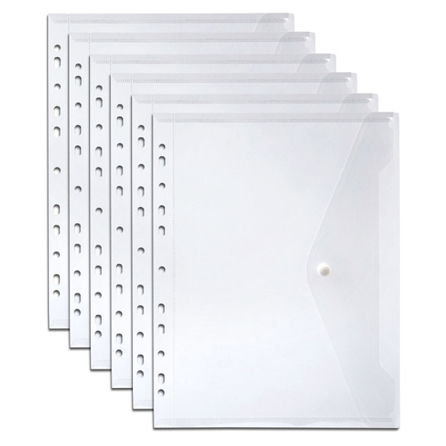 6PK Marbig Right Side Open A4 Ring Binder Document Wallet - Clear