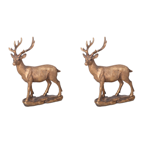 2PK Gibson Gifts Deer Home/Room Decorative Figurine Bronze 20cm