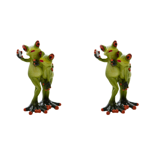 2PK Gibson Gifts Funny Frog Selfie Figurine Home Decor 15x11cm