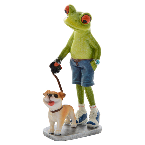 Gibson Gifts Funny Frog Dog Walk Figurine Home Decor 16x9cm