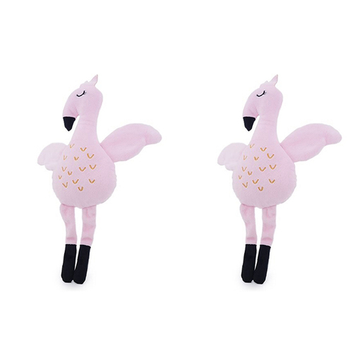 2PK Rosewood 32x23cm Eco Friendly Flamingo Plush Pet Dog Chew Interactive Toy Pink