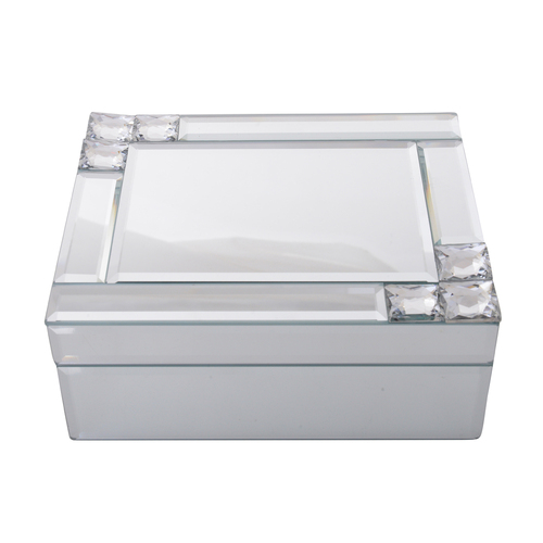 Gibson Gifts Mirror Crystal Jewellery Box 19cm Rectangle White