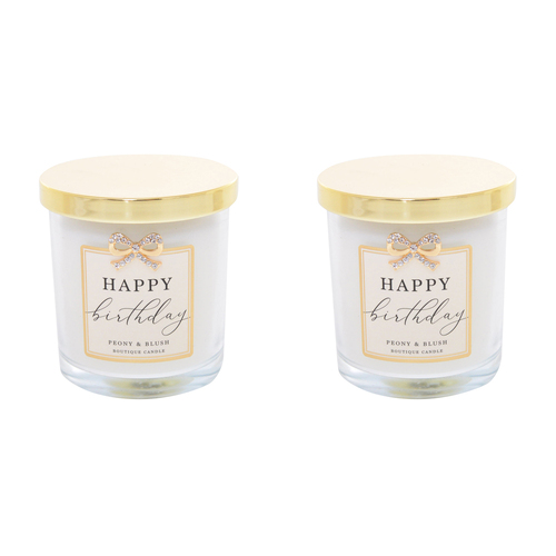 2PK Gibson Gifts Jewelled Scented Candle Peony/Blush Scent - Happy Birthday