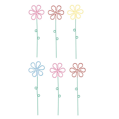 6x Flower Sticks 8cm Wire Metal Ornament Outdoor Decor