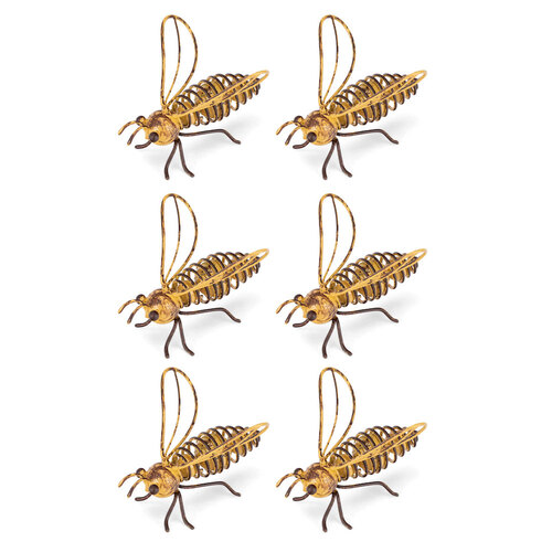 6x Bee Wire 6.5cm Metal Outdoor Ornament Decor Large - Yellow