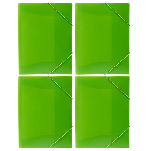 4PK Marbig A4 Document Wallet Brights - Lime