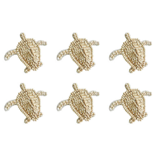 6PK Annabel Trends Napkin Ring Seaside Turtle 12x8cm - White