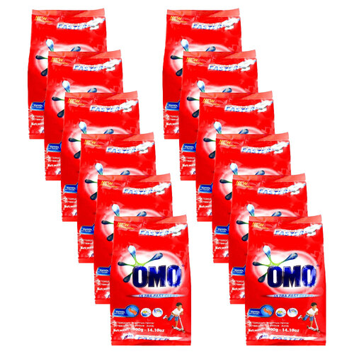 12PK Omo Laundry Detergent Powder Ultra Fast Clean Hand Wash & Top Loader 400g