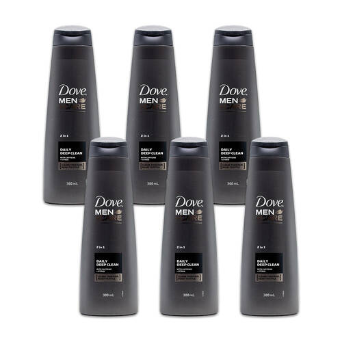 6PK Dove Men Care  2in1 Daily Deep Clean 300ml w/Caffeine & Citrus