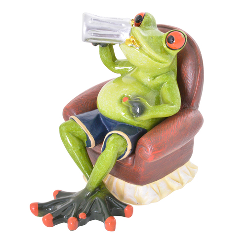 Gibson Gifts Funny Frog Beer Drinker Figurine Home Decor 12x12cm