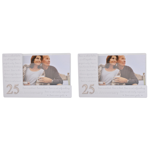 2PK Gibson Gifts 25th Anniversary Frame Home Decor 6x4"