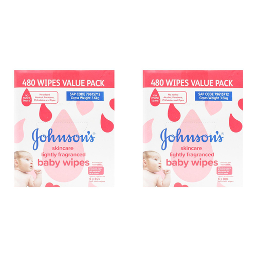 960pc Johnsons Soft Cloth Baby Wipes Lightly Fragranced