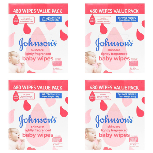 1920pc Johnsons Soft Cloth Baby Wipes Lightly Fragranced