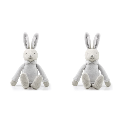 2PK The Peanutshell Bunny Plush Knitted Stuffed Animal Toy 35cm Grey 0+