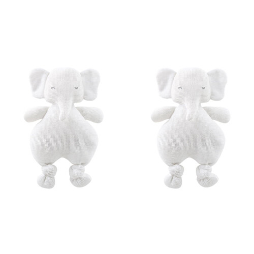 2PK The Peanutshell Knitted Elephant Plush Stuffed Animal Toy 30cm White 0+