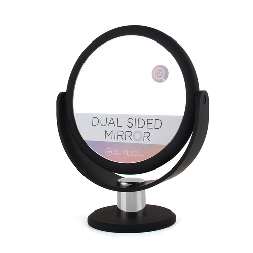 Gibson Gifts Vanity Magnification Mirror Dual Sided Round Black