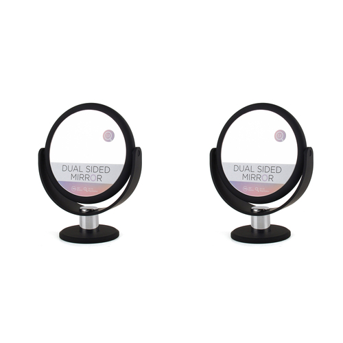 2PK Gibson Gifts Vanity Magnification Mirror Dual Sided Round Black