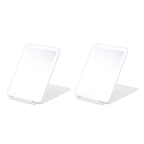 2PK Gibson Gifts LED Light Up Travel Mirror Rectangle 14x22cm