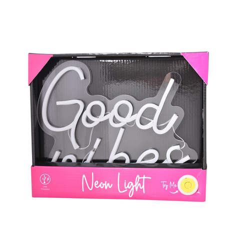 Gibson Gifts Good Vibes LED Neon Light Stand Home/Room Decor 27cm