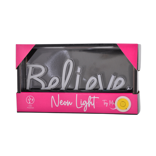 Gibson Gifts Believe LED Neon Light Stand Home/Room Decor 23cm