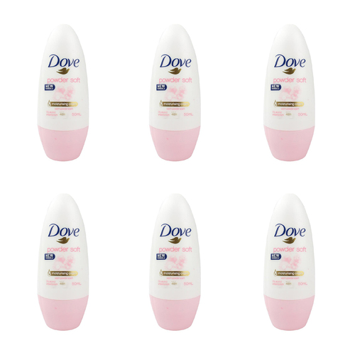 6PK Dove 50ml Antiperspirant Deodorant Roll On Powder Soft