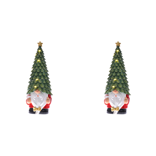 2PK Gibson Gifts Glossy Santa LED Tree Small Home Decor 30x11cm