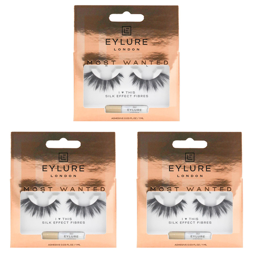 3PK Eylure London Most Wanted Lashes Set - I Love This Silk Effect Fibres