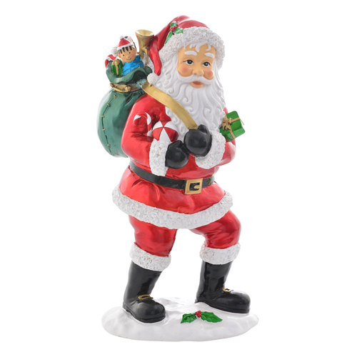 Gibson Gifts Polyresin Lustre LED Santa & Sack Decor 63x40cm