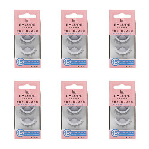 6PK Eylure London Pre Glued Lashes Extension 15-Hour Wear 031