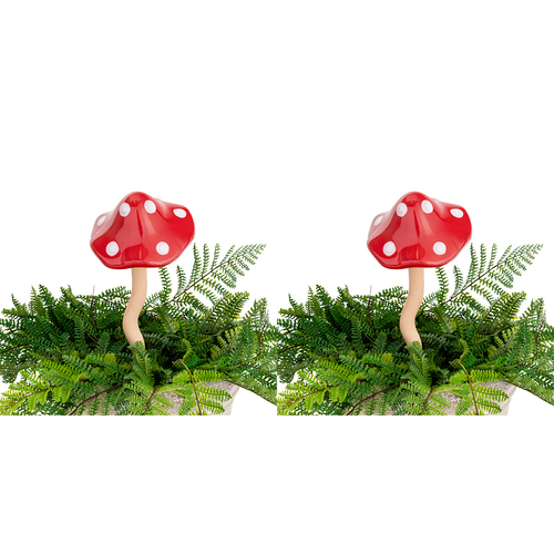 2x Ceramic 27cm Mushroom Ornament Garden Decor Large - Red