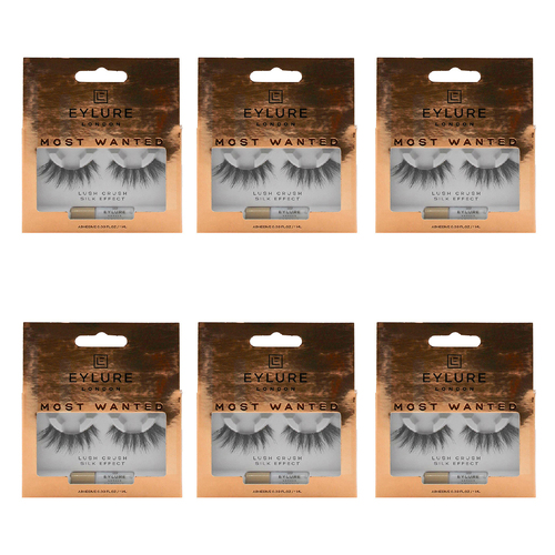 6PK Eylure London Most Wanted Lashes w/ Glue Set - Lush Crush Silk Effect