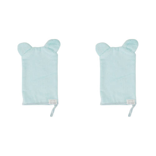 2PK Annabel Trends Little Trends Wash Mitt Bear Ears 22cm Ice Blue