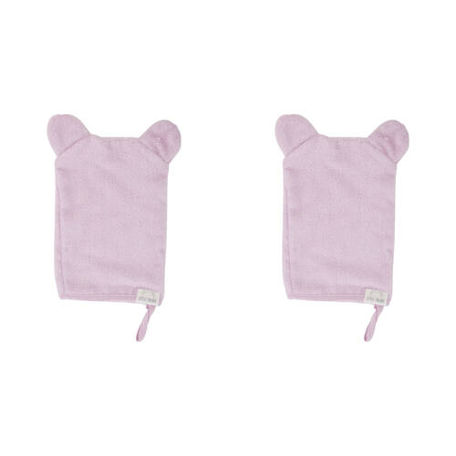 2PK Annabel Trends Little Trends Wash Mitt Bear Ears 22cm Lilac