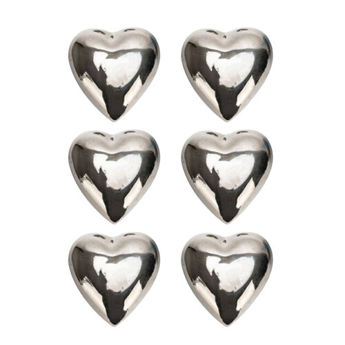 6x Floating 8cm Ceramic Heart Ornament Garden Decor Medium - Silver