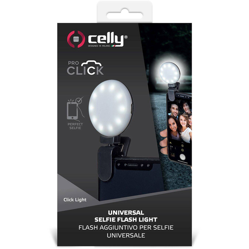 Celly Click Universal Phone Selfie Light w/ 3 Tones Black