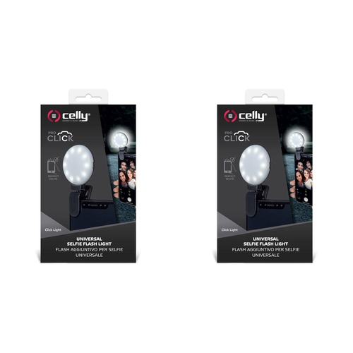 2PK Celly Click Universal Phone Selfie Light w/ 3 Tones Black