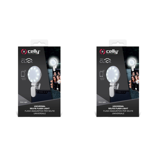 2PK Celly Click Universal Phone Selfie Light w/ 3 Tones White