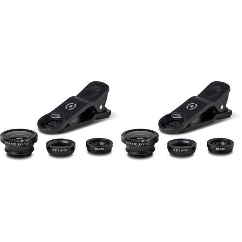 2PK Celly 3-in-1 Clip Lens Kit For Smartphone Camera - Black