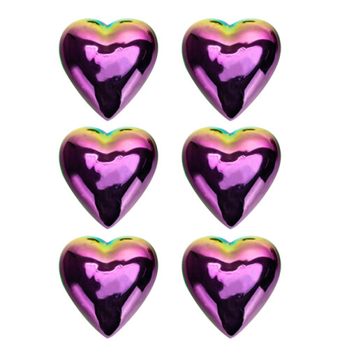 6x Floating 8cm Ceramic Heart Ornament Garden Decor Medium - Rainbow