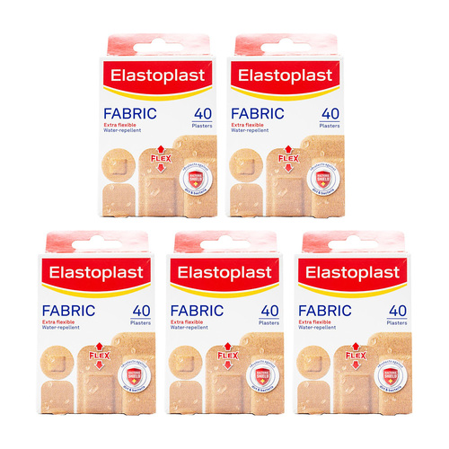 200pc Elastoplast Fabric Plasters Water-Repellent Wound Bandage Mixed