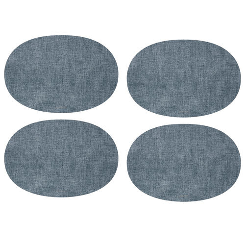 4PK Guzzini Tiffany 48cm Oval Fabric Reversible Placemat - Sea Blue