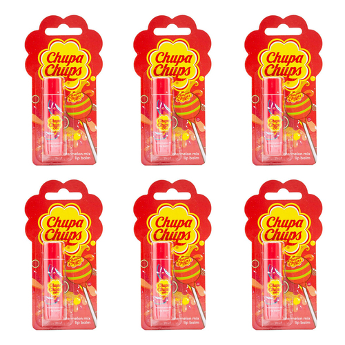 6PK Chupa Chups Moisturising Lip Balm Stick Watermelon Mix Scent