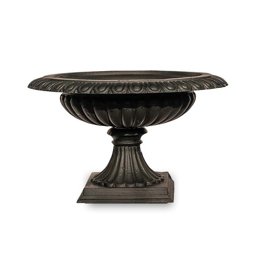 Victorian Cast Iron 52cm Rust Urn Outdoor Garden Decor - Black